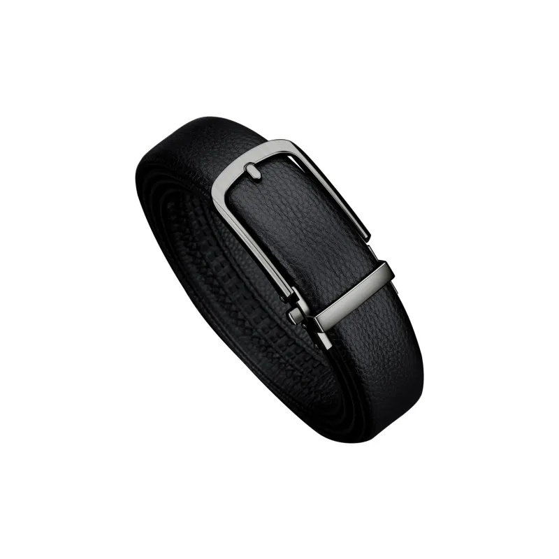 WilliamPOLO Cow Leather Leather Belts Men's Gunmetal/Dark Gunmetal 3.5cm Width-4