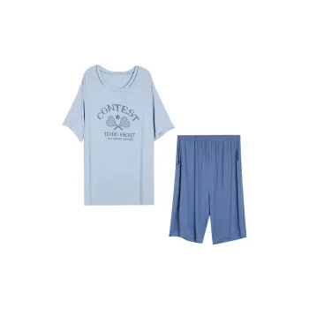 Red Beans At Home Pajama Set Men's Morning Mist Blue