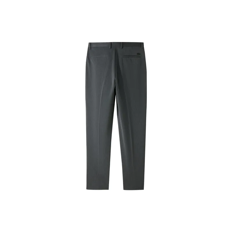 HLA Solid Color Straight Fit Gentleman Letter Embroidery Suit Trouser Men's-1
