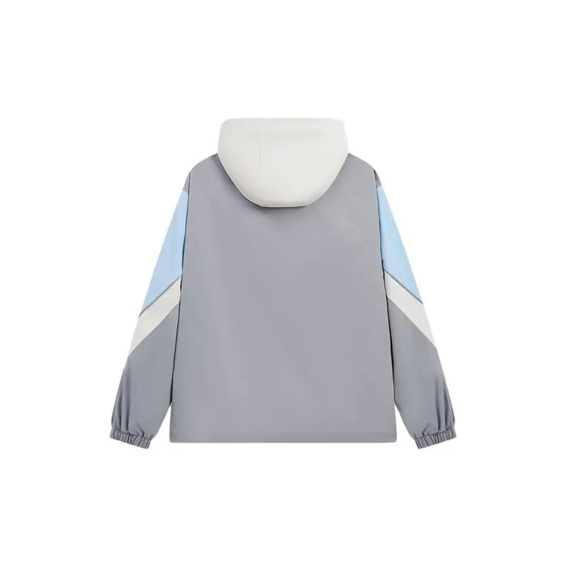 XTEP Trench Coat Women's Muddy Gray/Cotton White/Azure Blue-1