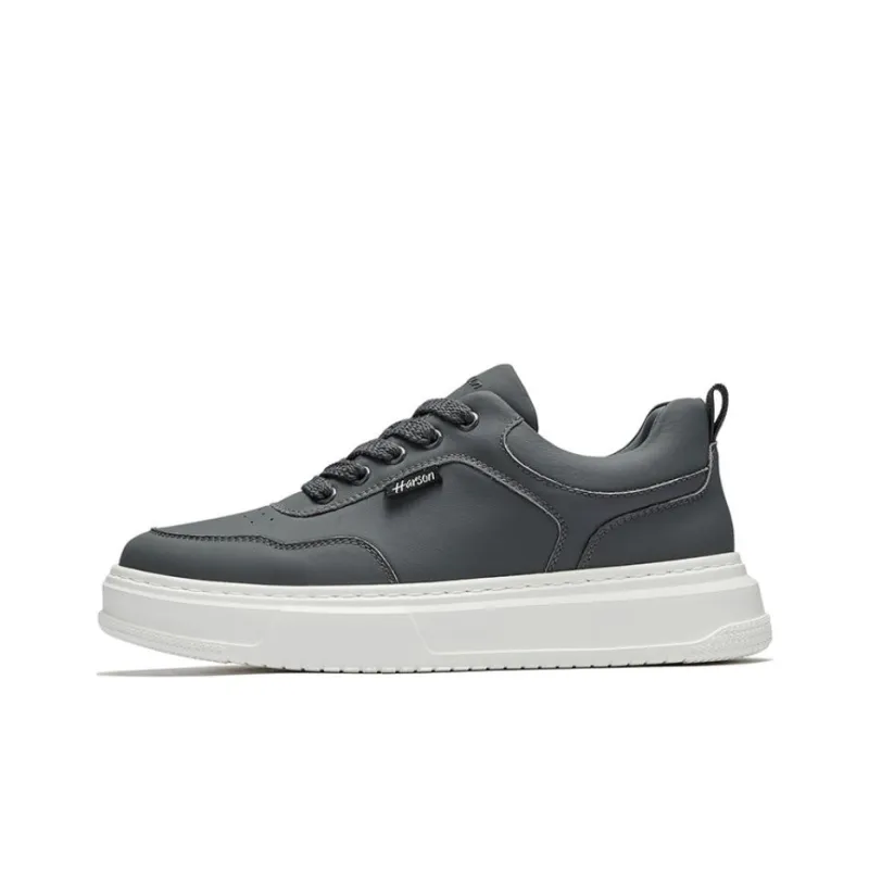 HARSON Anti-Slip And Wear-Resistant Height Increasing Low-Top Skateboard Shoes Men's Black White-0