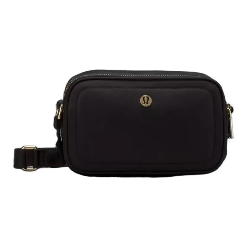 Lululemon Recycled Nylon Camera Bag, Shoulder Bag, Crossbody Bag Unisex Black & Gold-0