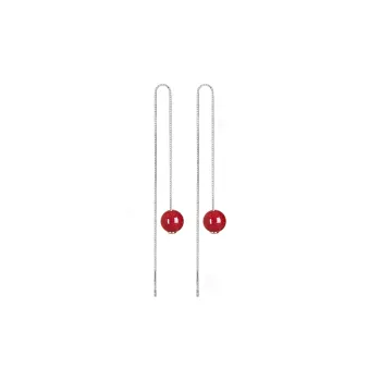 Moon Jewelry Reconstructed Cinnabar Jade Earrings Women's