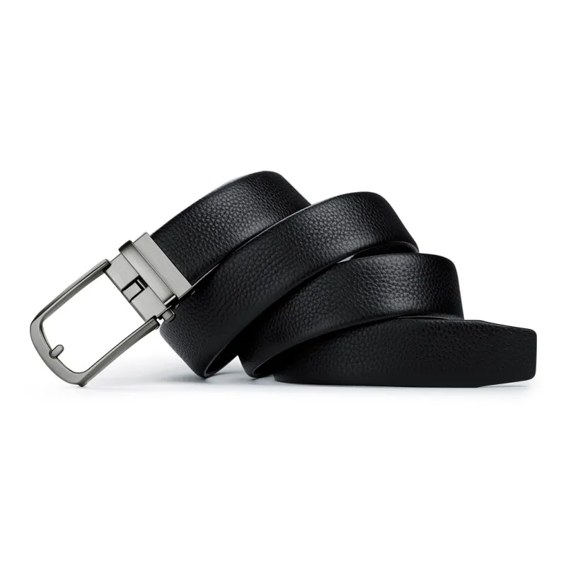 WilliamPOLO Cow Leather Leather Belts Men's Gunmetal/Dark Gunmetal 3.5cm Width-5