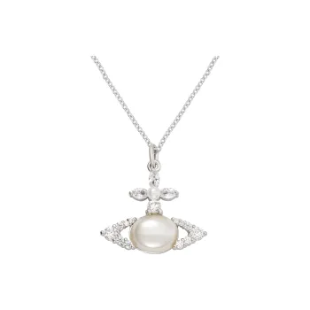 Vivienne Westwood Pearl Inlay Pendant Necklaces Women's Silver