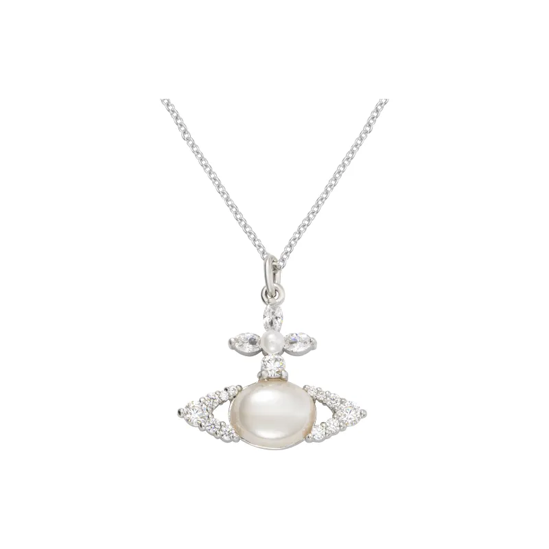 Vivienne Westwood Pearl Inlay Pendant Necklaces Women's Silver-0