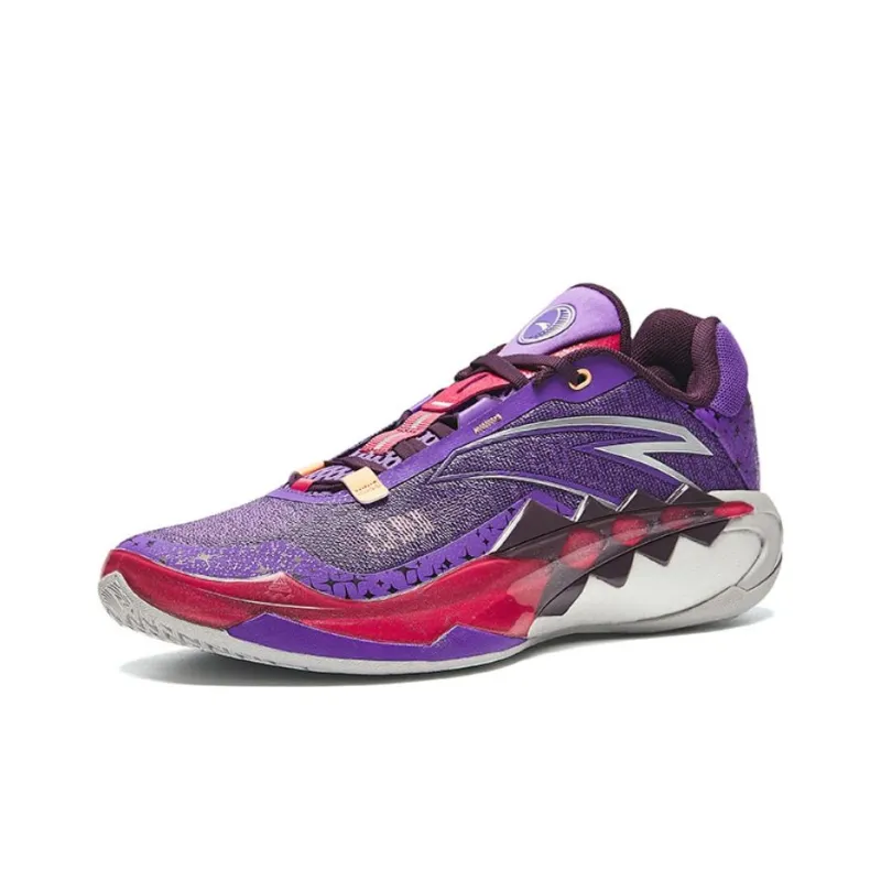 Anta Anti Slip And Wear Resistant Support Low Top Basketball Shoes Men's Noya Purple-1