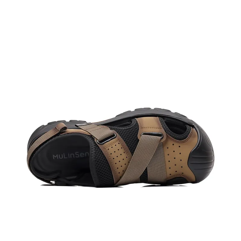 Mulinsen Beach Sandals Men Gray, Brown-10