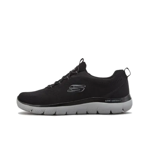 Skechers Summits Anti-Slip Wear-Resistant Low-Top Casual Shoes Men's Black Gray Korean Style