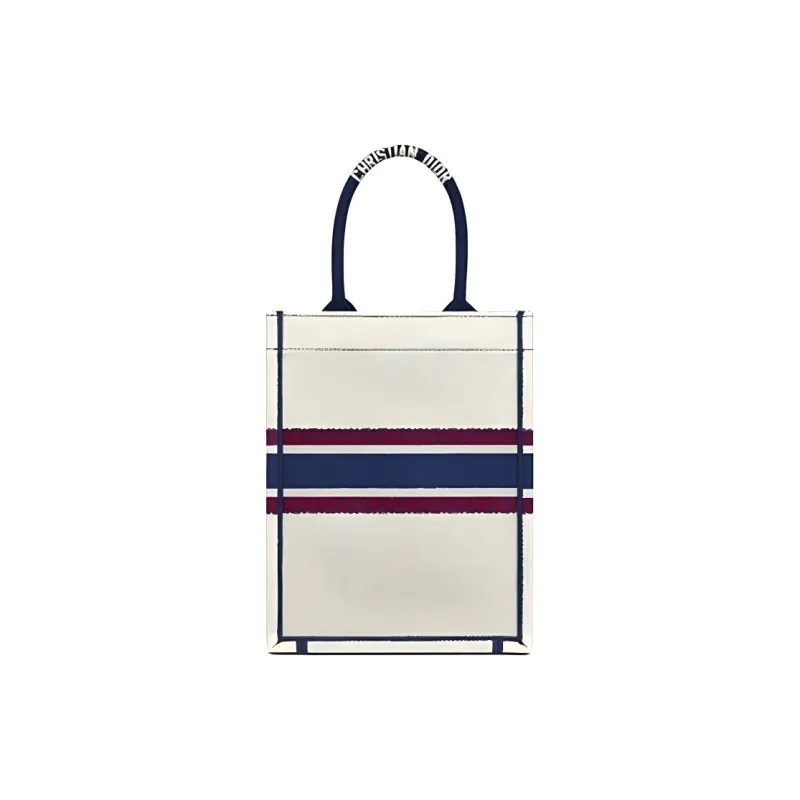 DIOR BookTote Embroidery Tote Bag, Shopping Bag, Sheet Music Bag, Handbag Women's White-3