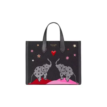 Kate Spade Snell Smooth Leather Trim Tote Bag Shopping Bag Handbag Large Size Women's Black