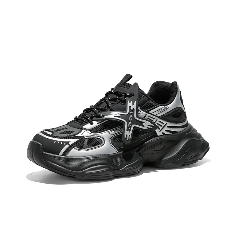 BOIGEMES Chunky Sneakers Unisex Low Top Black/Gray-1