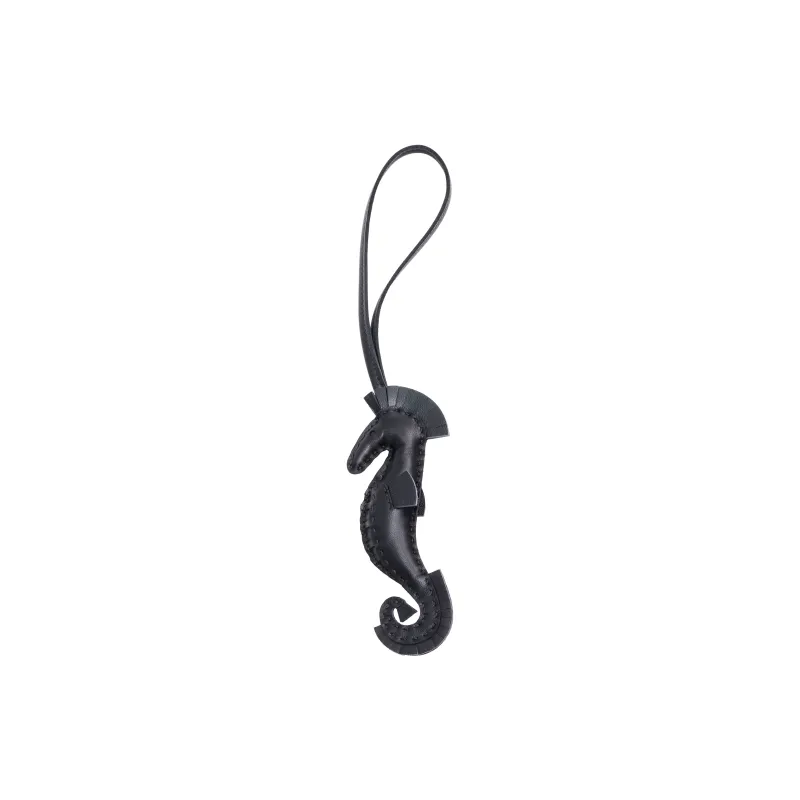 HERMES Sheepskin Keychains Unisex Black-1