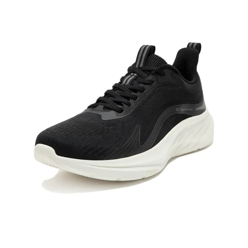 361° Anti Slip Wear Resistant Low Top Casual Running Shoes Men's Black White-2