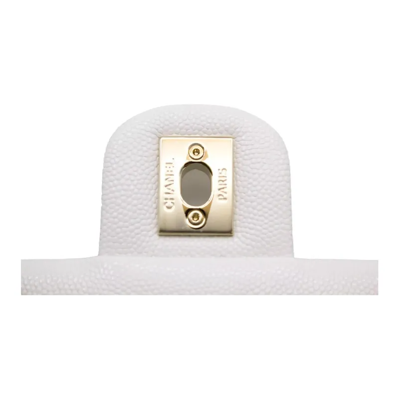 CHANEL Shiny Calfskin Backpack Women's White-6