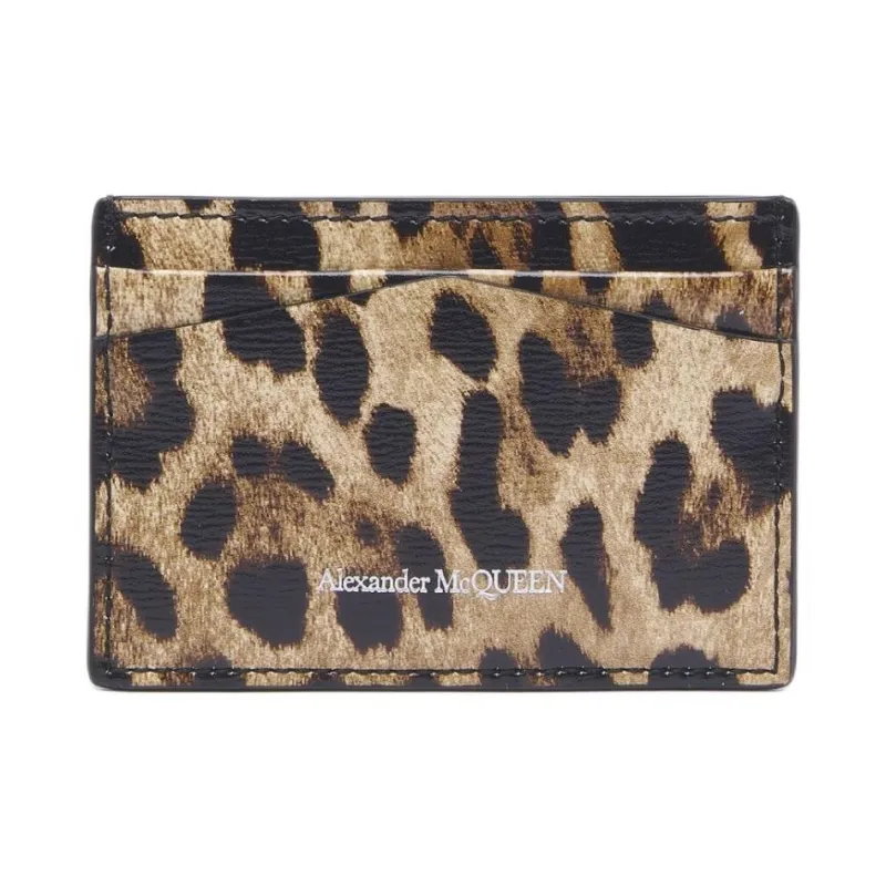 Alexander McQueen Leopard Printed Skull Plaque Card Case-2