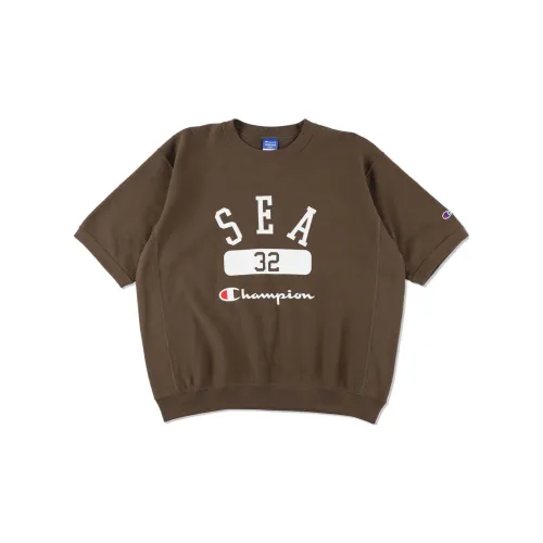 Champion WIND AND SEA Co-branded Edition T-Shirts Unisex Brown