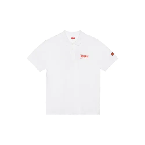 KENZO Letter Logo Polo Shirts Men White