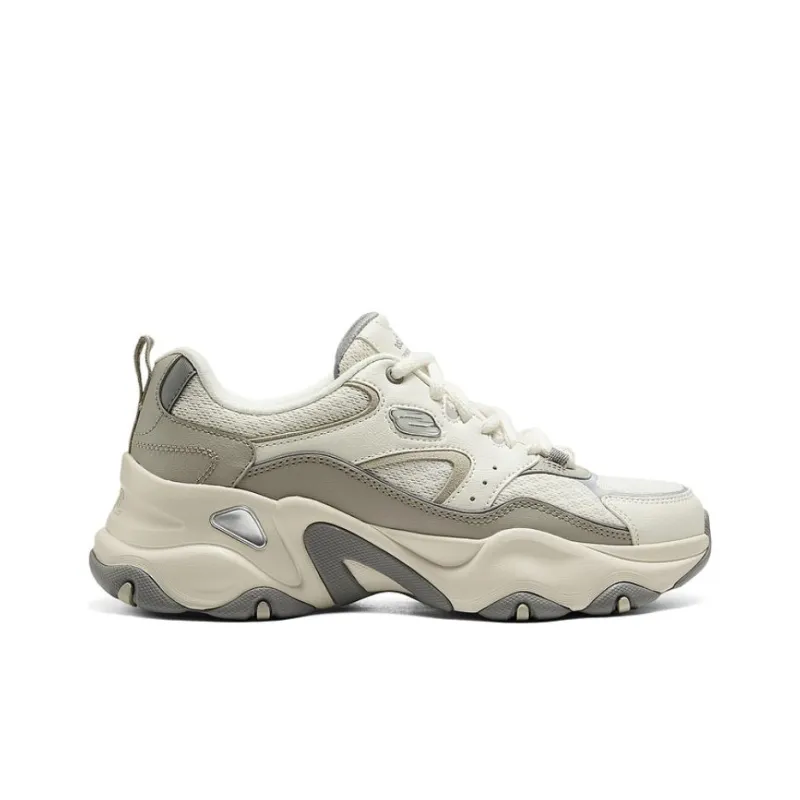 Skechers D'LITES 5.0 Anti Slip And Wear Resistant Breathable Low Top Chunky Sneakers Women's Beige Green-1