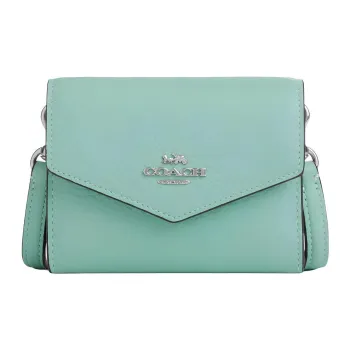 COACH Envelope Leather Wallet Mini Women's Faded Blue
