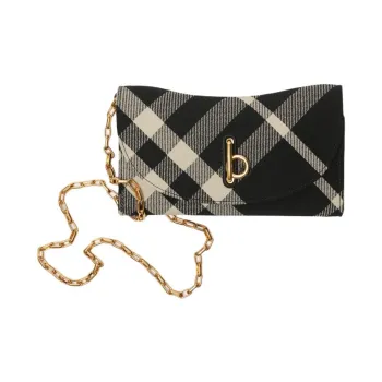 Burberry Rocking Horse Polyester Shoulder Bag Crossbody Bag Wallet Women's Black & Plain White