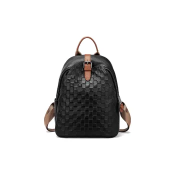 ROBERTA DI CAMERINO Cow Leather Backpack Travel Students Backpack Backpack Large Size Unisex Black/White