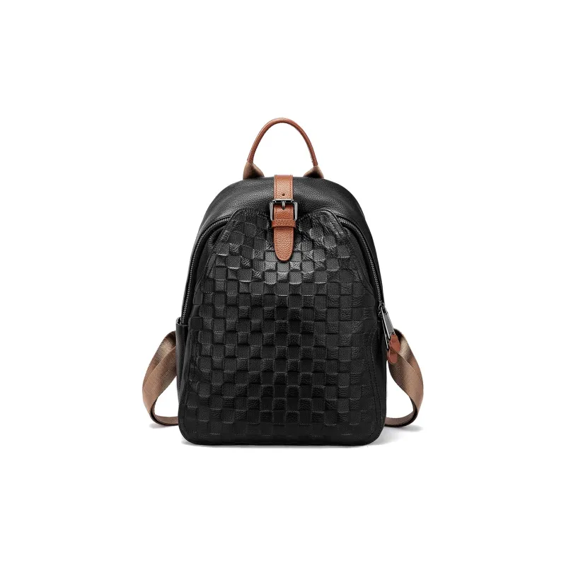 ROBERTA DI CAMERINO Cow Leather Backpack Travel Students Backpack Backpack Large Size Unisex Black/White-5