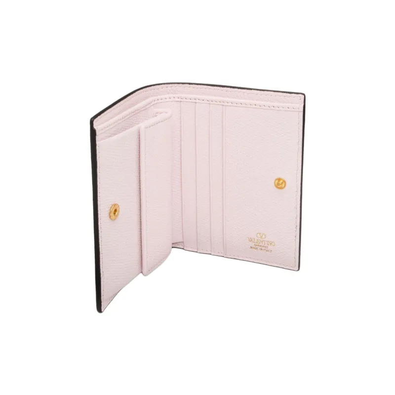 Valentino Vlogo Grained Calfskin Wallet Small Size Women's Light Purple-2
