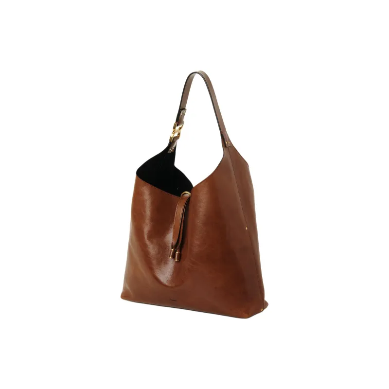 Chloe Marcie Shiny Calfskin Handbag Shoulder Bag Women's Clay Brown-1