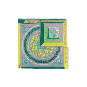 VERSACE Wool Mulberry Silk Cashmere Silk Scarves Women's Multicolor
