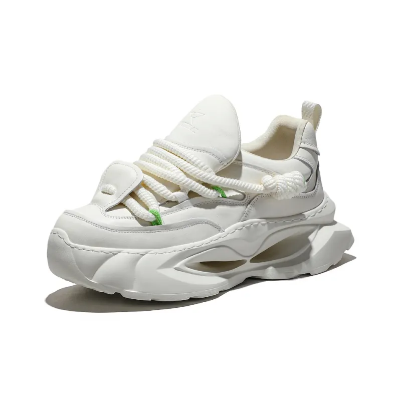 BOIGEMES Chunky Sneakers Unisex Low-Top White-1