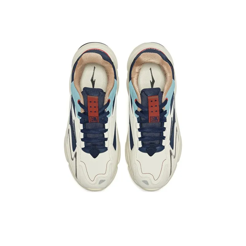 Erke Cushioning Wear-Resistant Low-Top Casual Running Shoes Men's White Blue-3