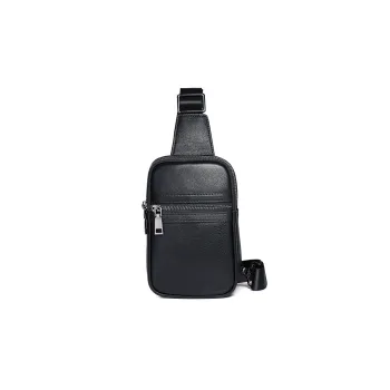 DOSRFINI Cow Leather Sling Bag Small Size Men's Black