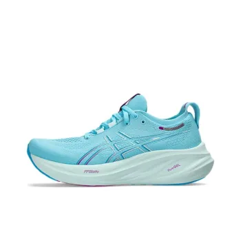 Asics GEL-NIMBUS 26 Non-slip Wear-resistant Shock Absorption Low-Top Casual Running Shoes Women's Cyan