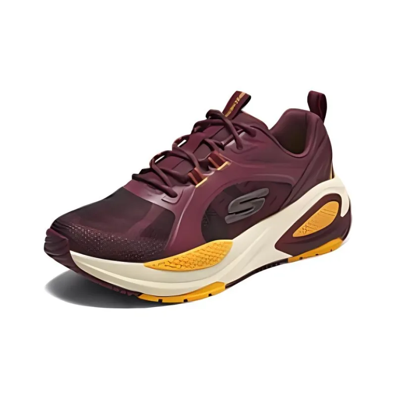 Skechers Cushioning Breathable Low Top Running Shoes Men's Red Gold-2