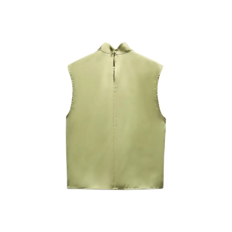 ZARA Tank Tops Women's Olive Green-1