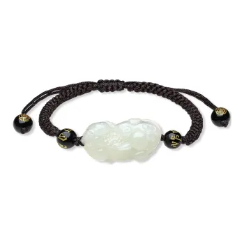 Century Edge Jewelry Bracelets Pale Greenish White Jade Men's