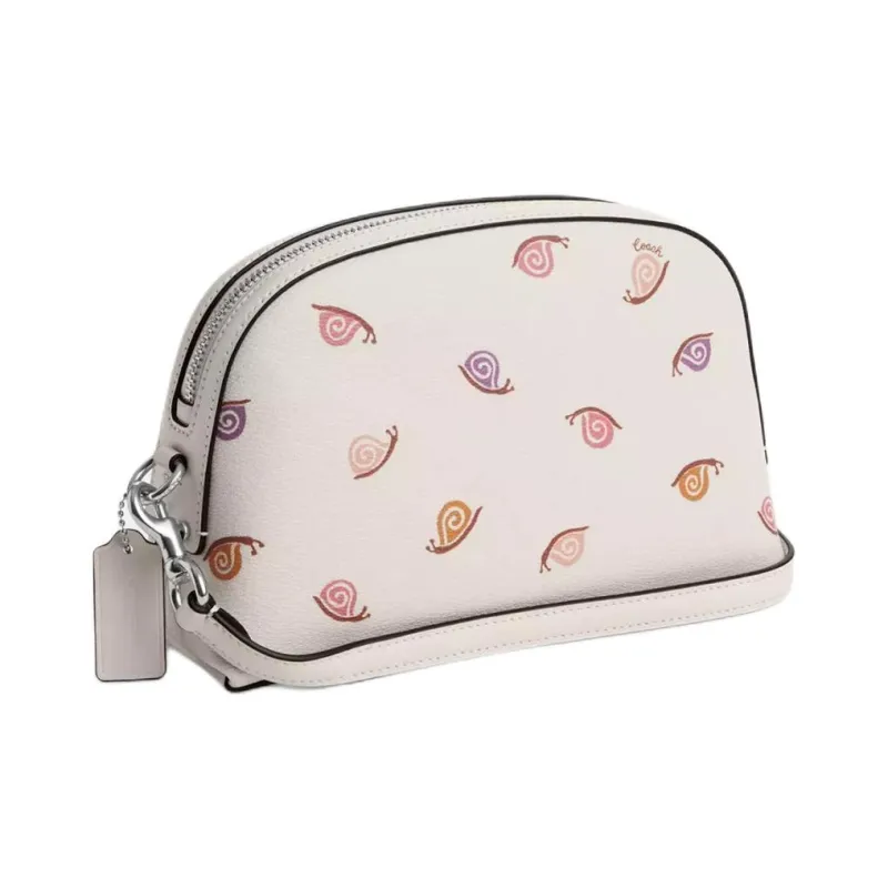 COACH Coated Canvas With Smooth Leather Shoulder Bag, Crossbody Bag Medium Size Women's Silver & Chalk Multicolor-1