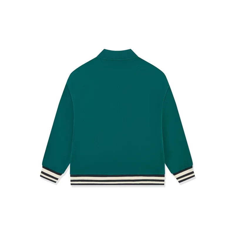 QIAODAN Baseball Jacket Men's Nova Blue/Green Finch-1