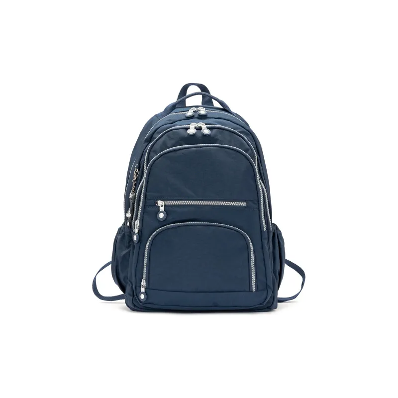 ROBERTA DI CAMERINO Fabric Lightweight Commuter Student Backpack Large Size Unisex Sapphire Blue/Black/Khaki-0