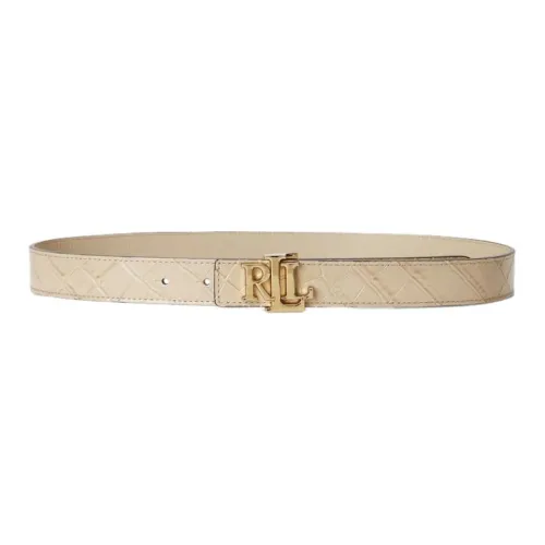 Polo Ralph Lauren Badge Logo Cow Leather Leather Belts Women's Beige Width: 2.5CM