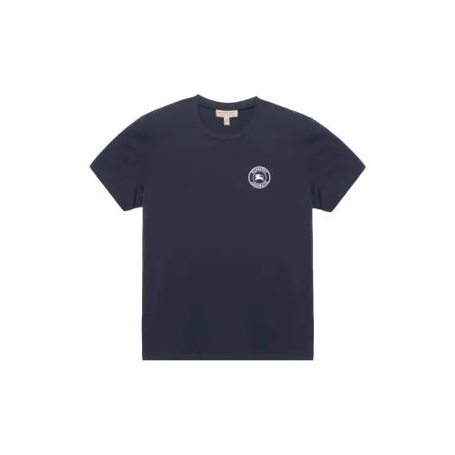 Burberry Embroidered Logo Cotton T-shirt Navy