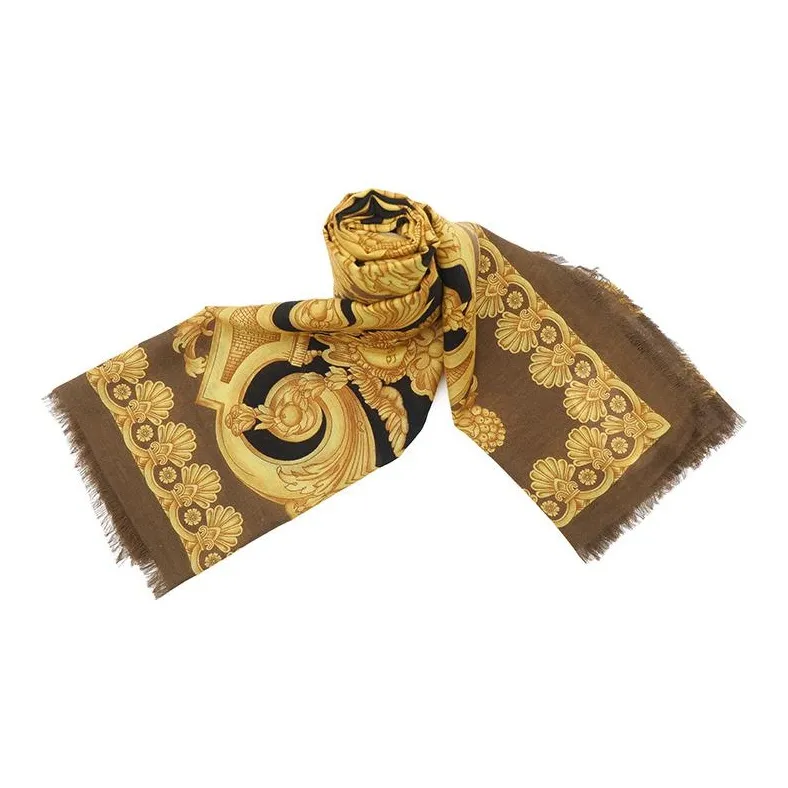 VERSACE Modal Knit Scarves Unisex Black/Gold-0