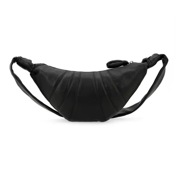 Lemaire Soft Leather Croissant Bag Crossover Bag Goat Horn Bag Portable Crossbody Bag Shoulder Bag Men's Black-7