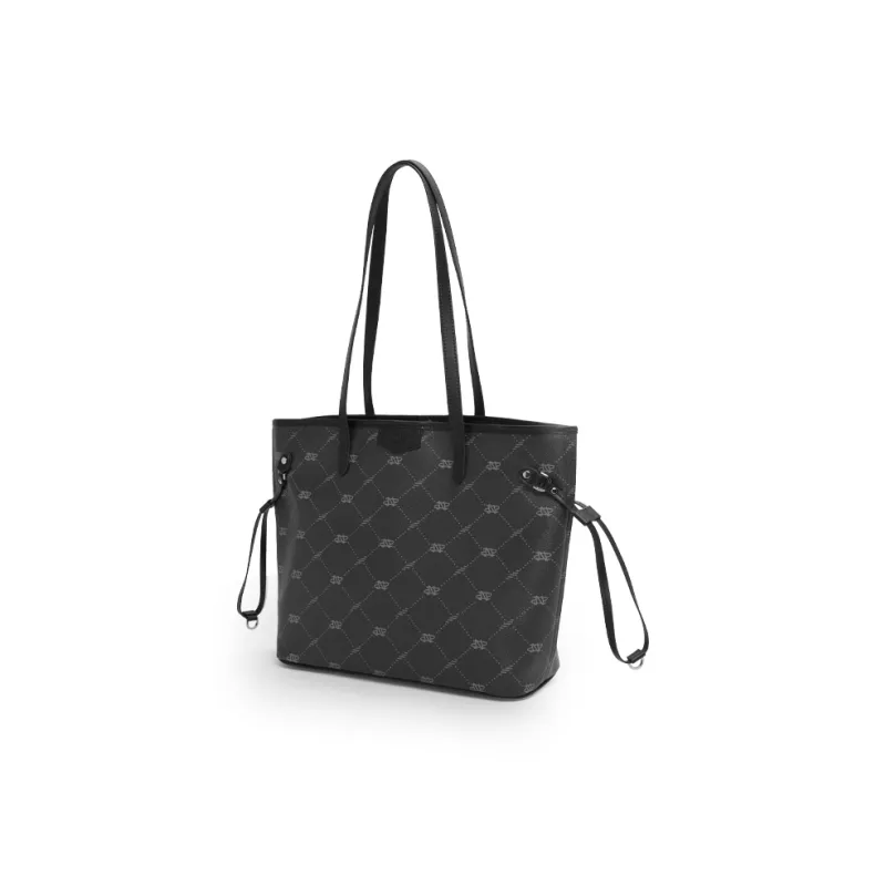 JONBAG PVC Shoulder Bag, Handbag Tubas Women's White & Nut Brown, Classic Black-2