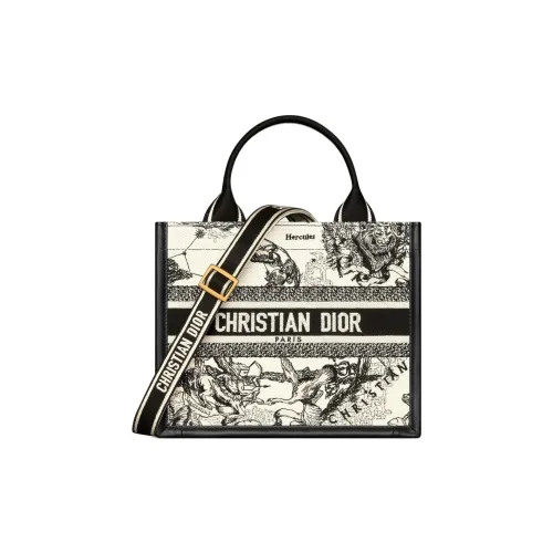 DIOR BookTote Calfskin Tote Bag Shopping Bag Shoulder Bag Handbag Small Size Women's Black