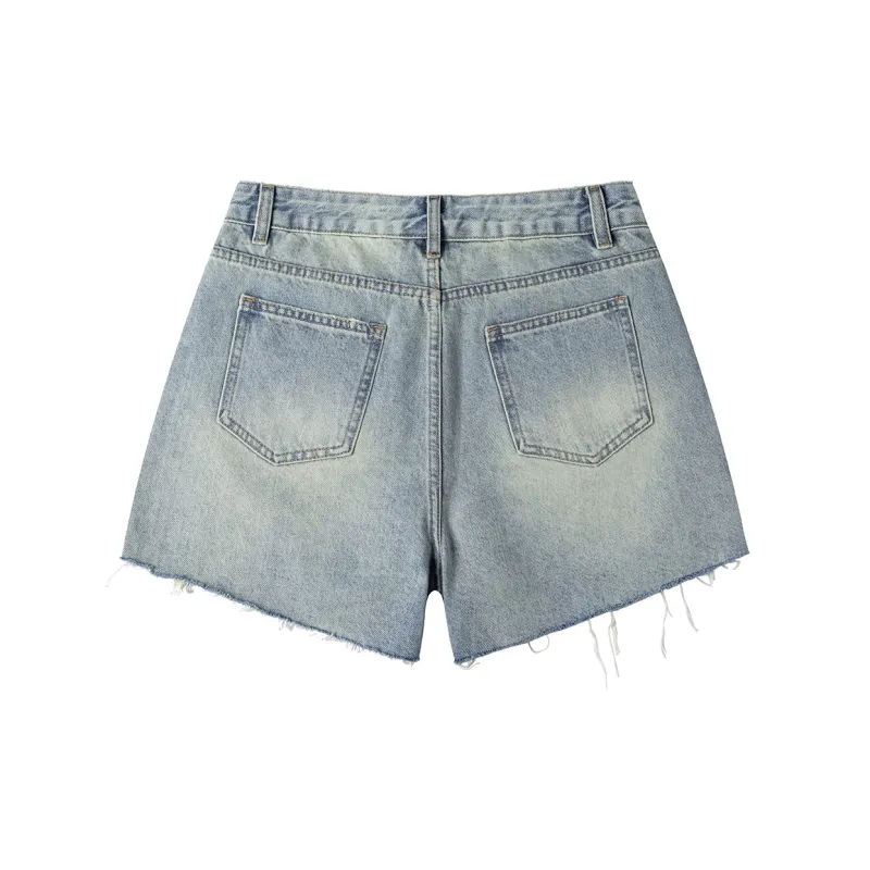 Heartboon Denim Shorts Women's Blue-1
