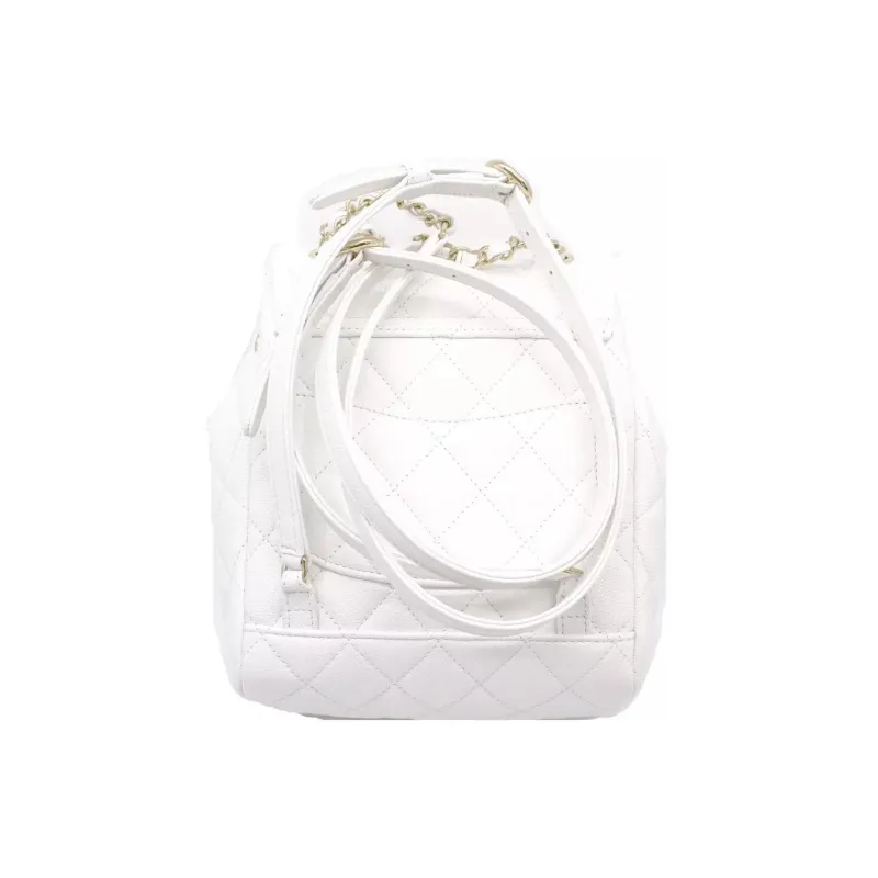 CHANEL Shiny Calfskin Backpack Women's White-2