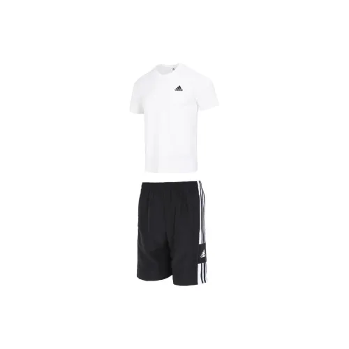 Adidas Casual Sportswear Men Set White T-Shirts+Black Shorts