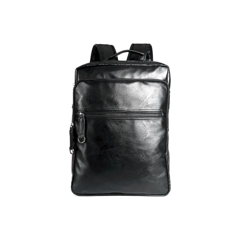 CARTELO Cow Leather Backpack Laptop Bag Medium Size Unisex Black-0